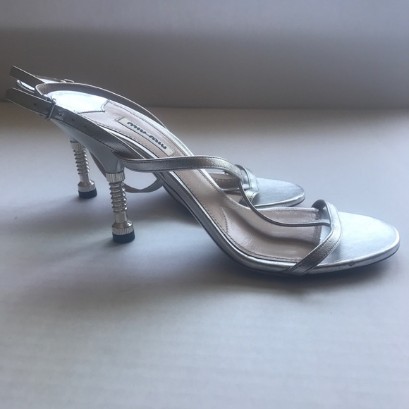 Miu Miu Bolt Heel T-Strap Sandal - Picture 4 of 13